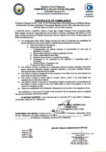 Certificate of Compliance 2020