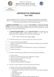 Certificate of Compliance 2026