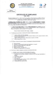 Certificate of Compliance 2023
