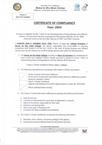 Certificate of Compliance 2024